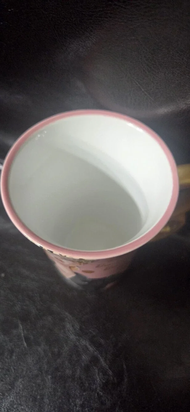 Hallmark Barbie Pink Ceramic Mug Gold Handle 2016 - Used